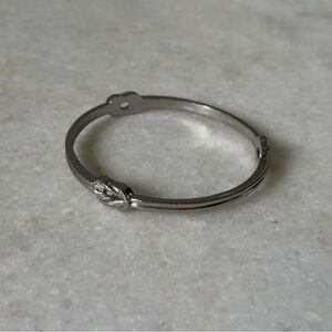 Knotted Cuff Bangle Silver Toned Bangle Bracelet Minimalist Modern Thin Infinity